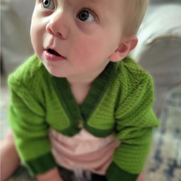 Children's Place Baby Green Knitted Sweater Bolero Jacket - Picture 2 of 7